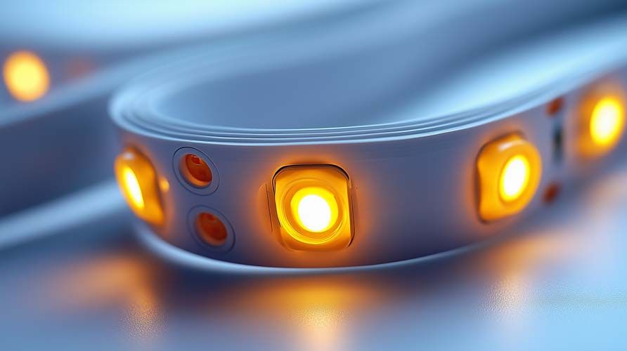 an led strip glowing with yellow light