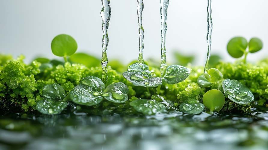 water dripping on beautiful moss