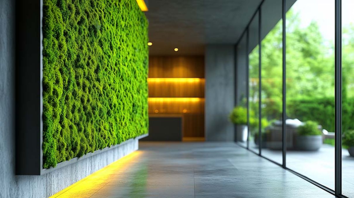 a beautiful moss wall in a modern home